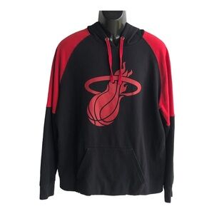 NBA Men’s‎ Fleece Red Sweatshirt Hoodie Miami Heat Logo Long Sleeves Size…